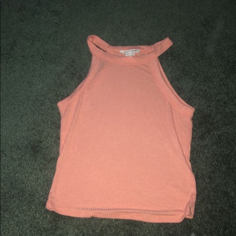 cropped ribbed high neck tank top - EUC